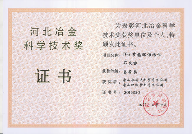 冶金科学技术奖.